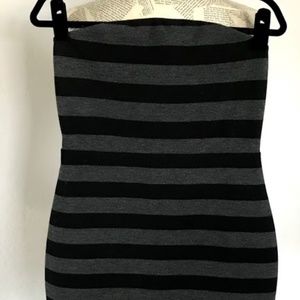 EXPRESS Gray Black Stripe Strapless Mini Dress 8